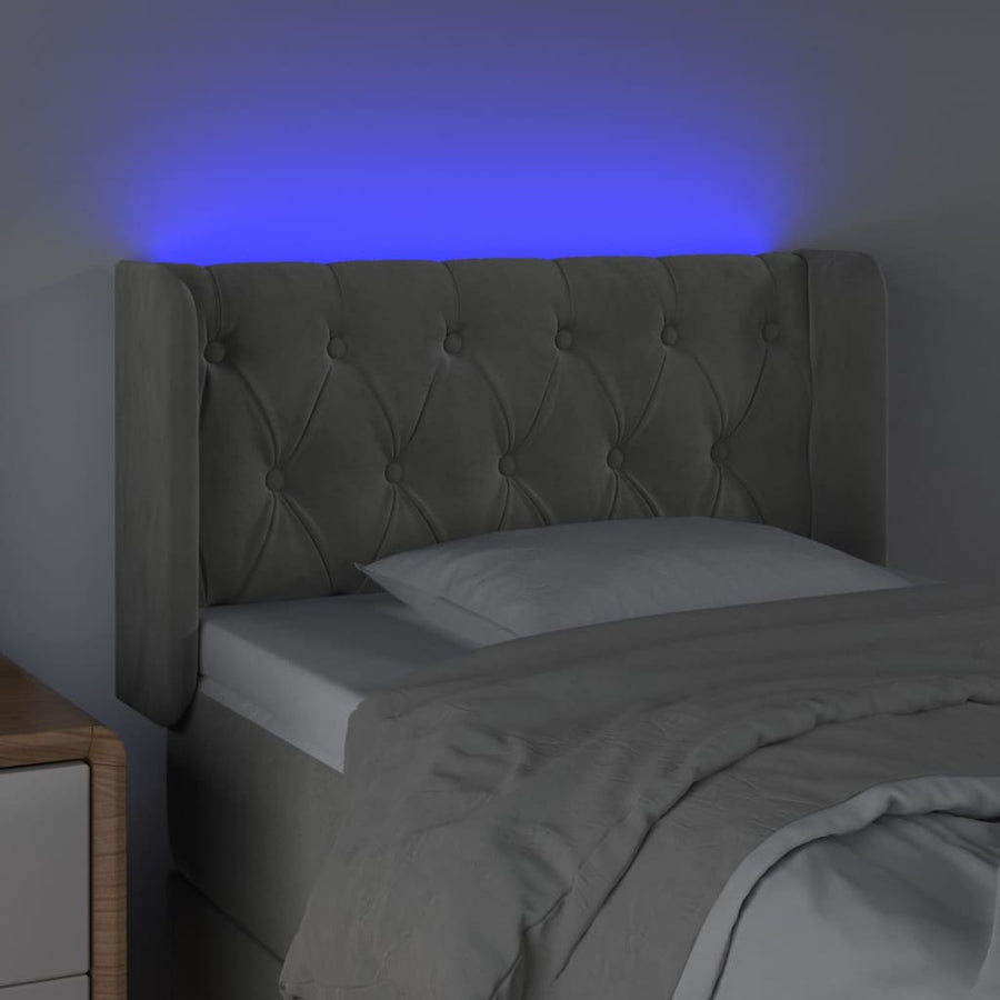 Hoofdbord Led Fluweel 83 x 16 x 78/88 cm Lichtgrijs