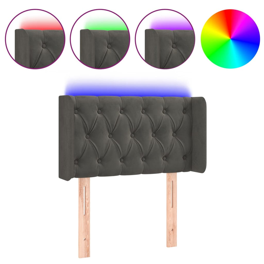 Hoofdbord Led Fluweel 83 x 16 x 78/88 cm Donkergrijs