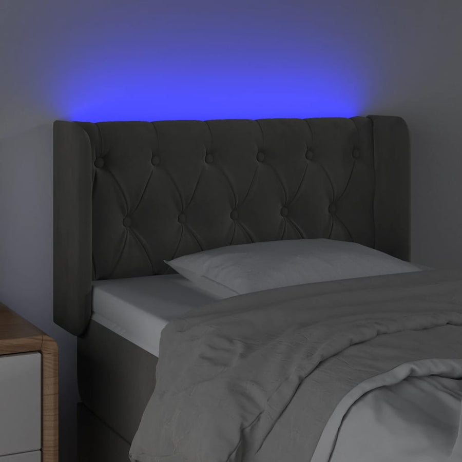 Hoofdbord Led Fluweel 83 x 16 x 78/88 cm Donkergrijs