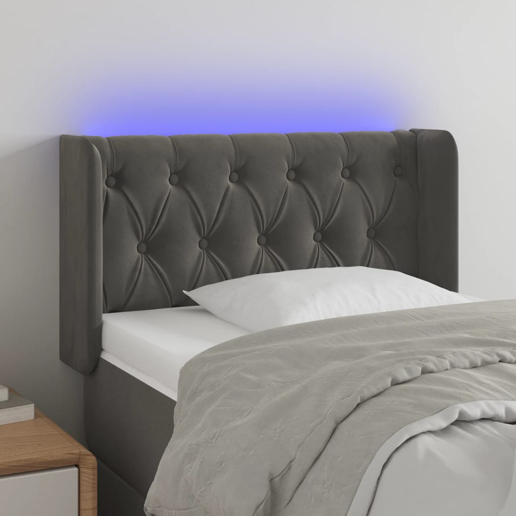 Hoofdbord Led Fluweel 83 x 16 x 78/88 cm Donkergrijs