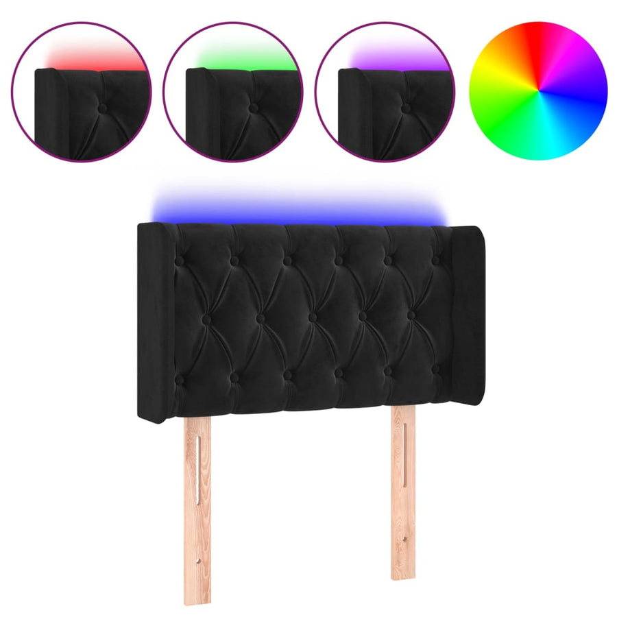 Hoofdbord Led Fluweel 83 x 16 x 78/88 cm Zwart