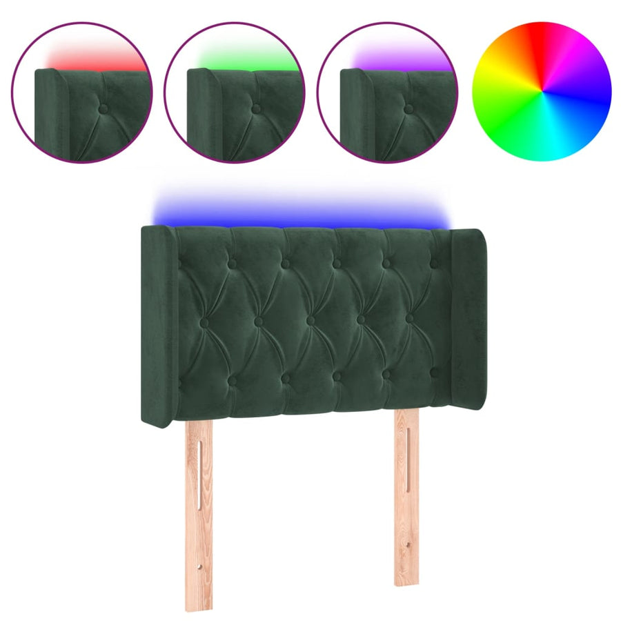Hoofdbord Led Fluweel 1 83 x 16 x 78/88 cm Donkergroen