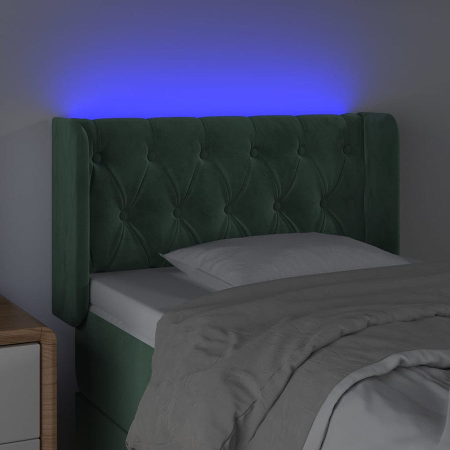 Hoofdbord Led Fluweel 1 83 x 16 x 78/88 cm Donkergroen