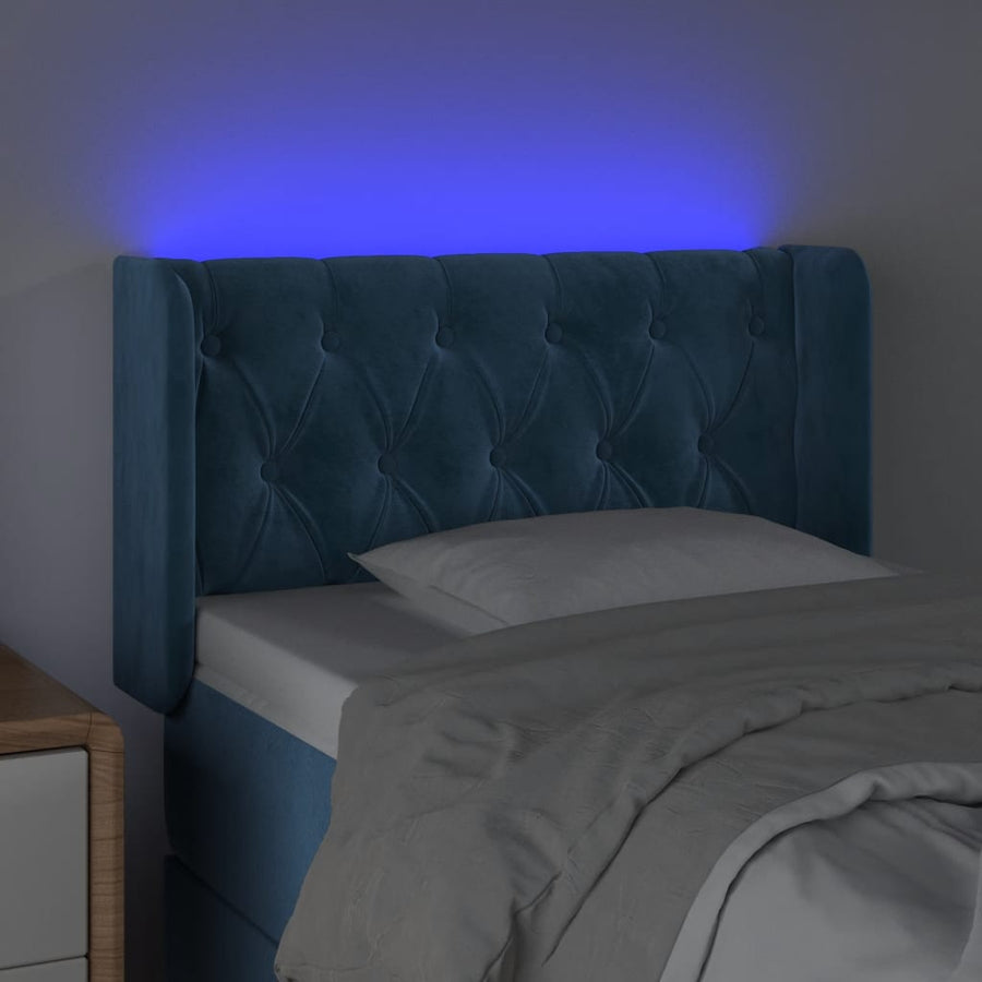 Hoofdbord Led Fluweel Donkergroen 83 x 16 x 78/88 cm Donkerblauw