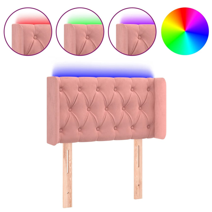 Hoofdbord Led Fluweel 83 x 16 x 78/88 cm Roze