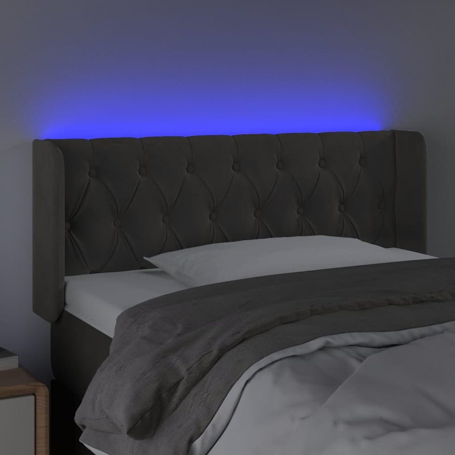 Hoofdbord Led Fluweel 93 x 16 x 78/88 cm Donkergrijs
