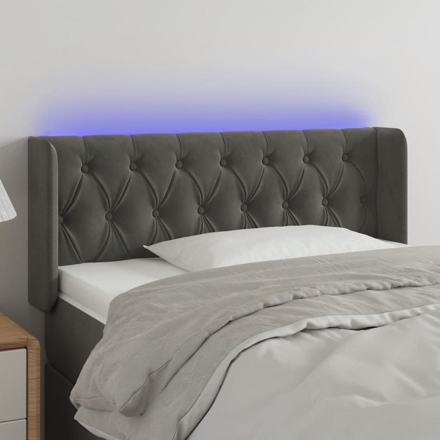 Hoofdbord Led Fluweel 93 x 16 x 78/88 cm Donkergrijs