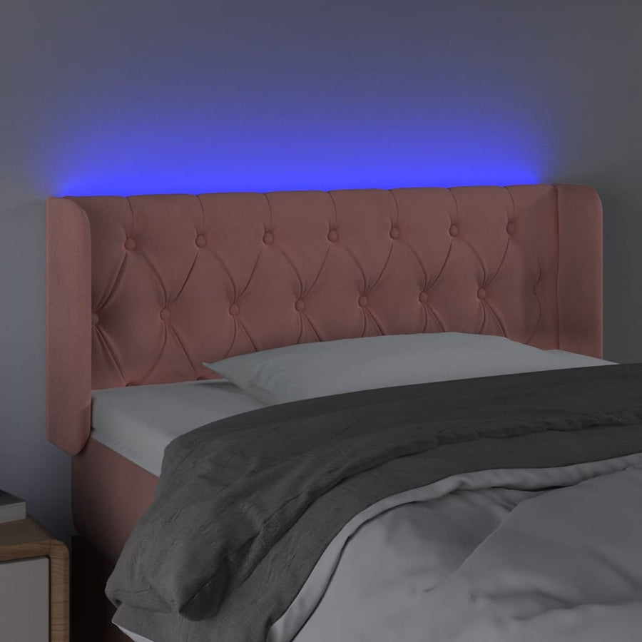 Hoofdbord Led Fluweel 93 x 16 x 78/88 cm Roze