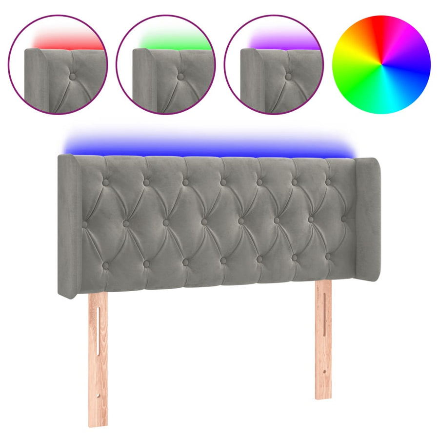 Hoofdbord Led Fluweel 103 x 16 x 78/88 cm Lichtgrijs