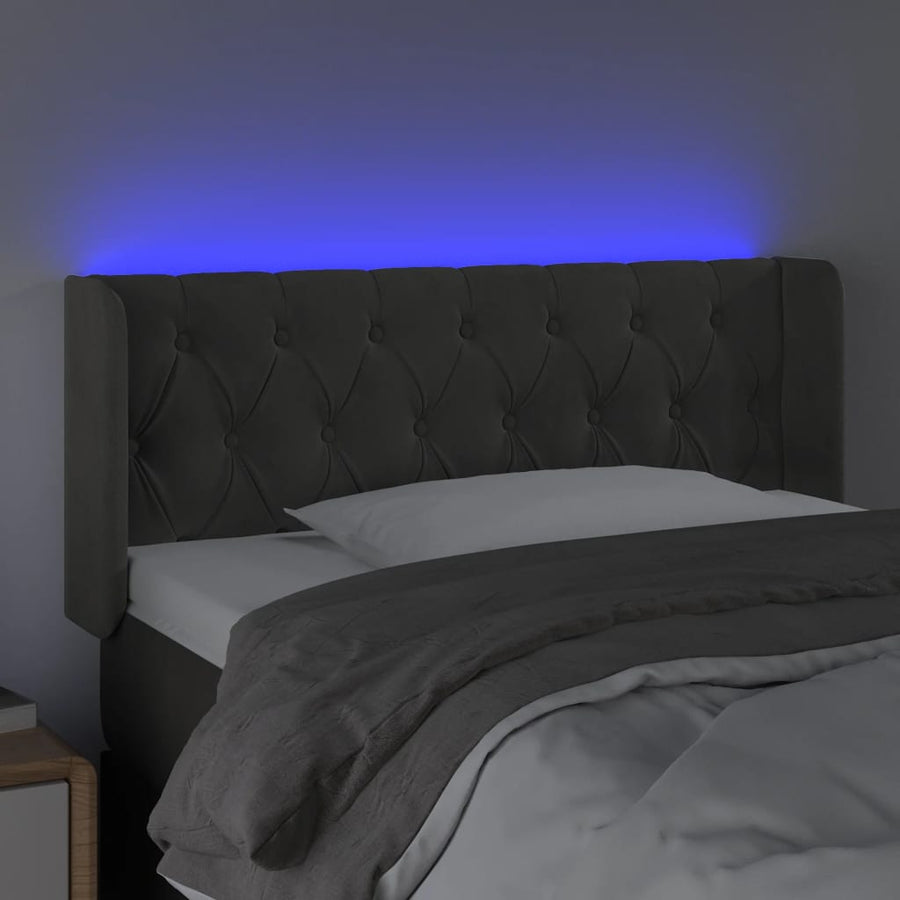 Hoofdbord Led Fluweel 103 x 16 x 78/88 cm Donkergrijs