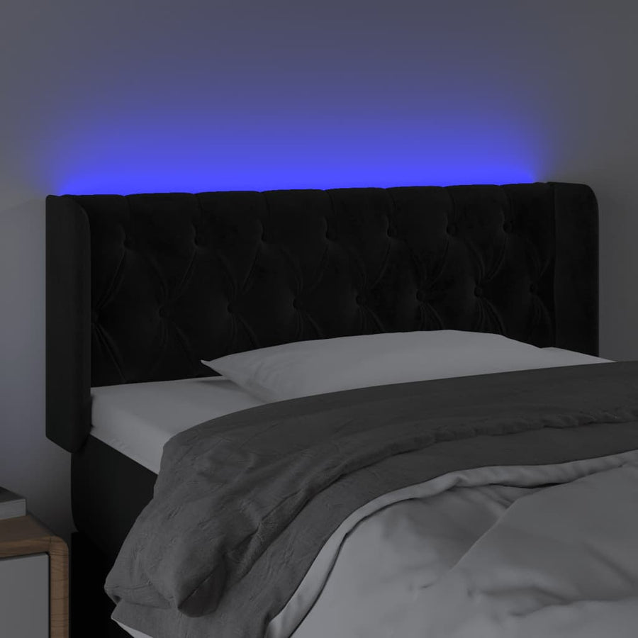 Hoofdbord Led Fluweel 103 x 16 x 78/88 cm Zwart