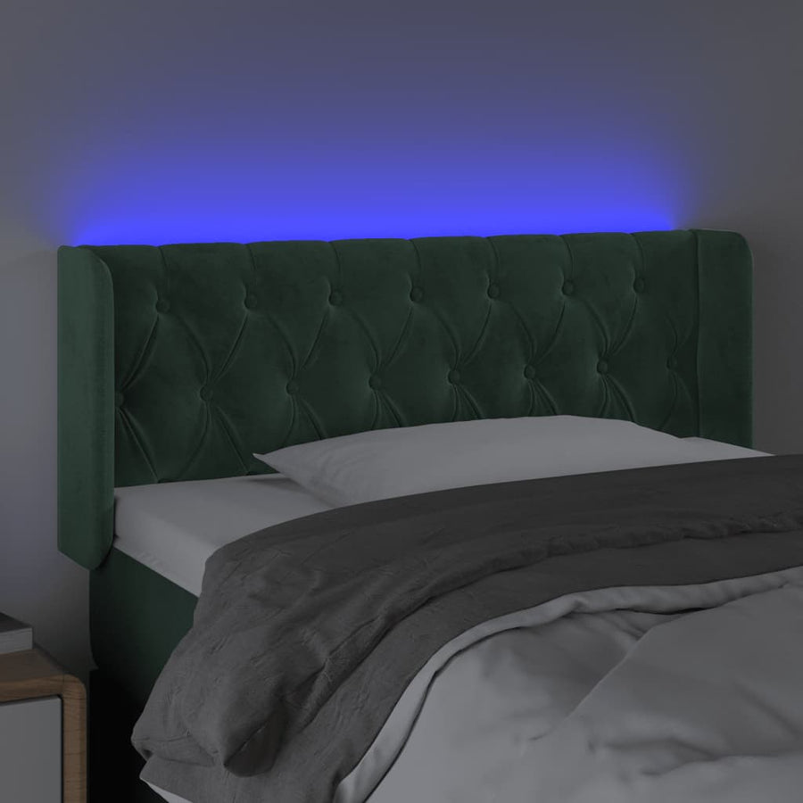 Hoofdbord Led Fluweel 1 103 x 16 x 78/88 cm Donkergroen