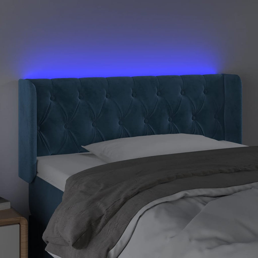 Hoofdbord Led Fluweel 103 x 16 x 78/88 cm Donkerblauw