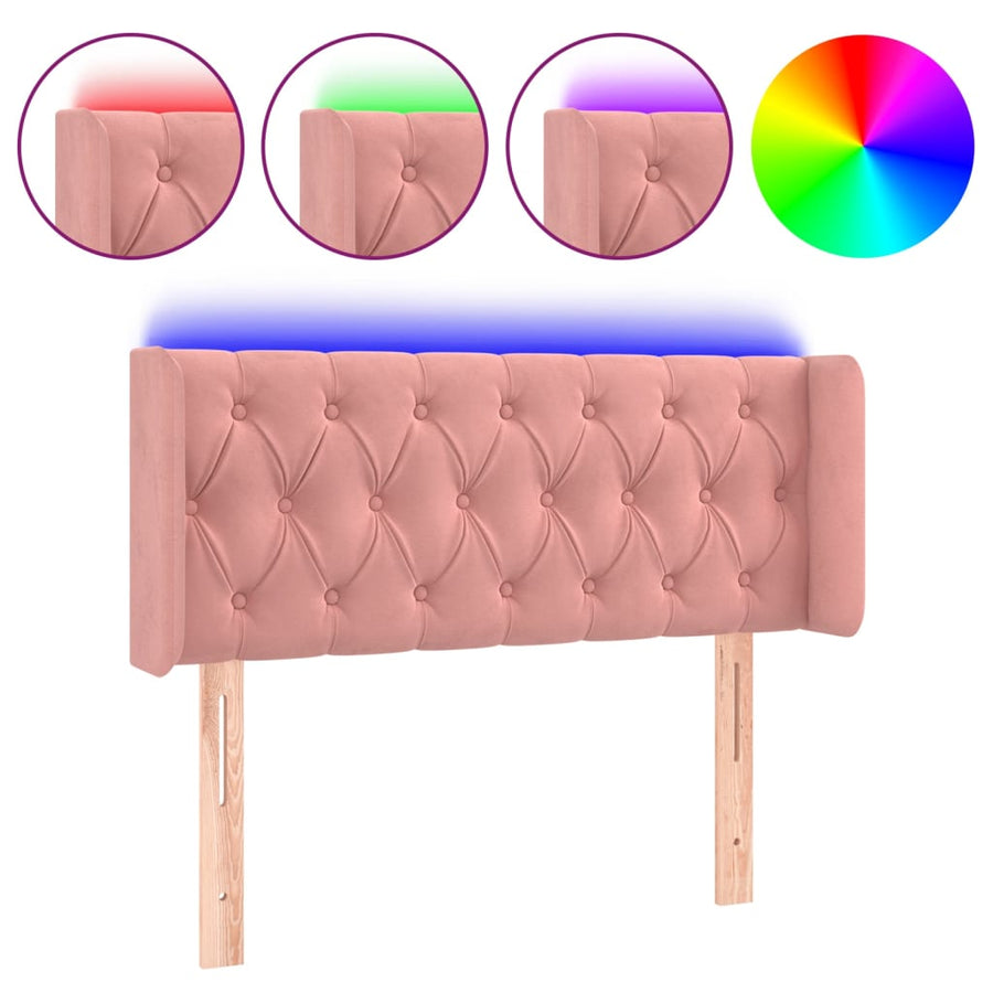 Hoofdbord Led Fluweel 103 x 16 x 78/88 cm Roze