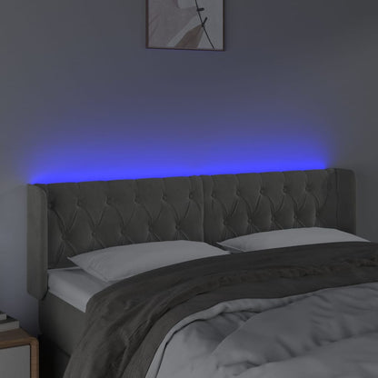 Hoofdbord Led Fluweel 147 x 16 x 78/88 cm Lichtgrijs