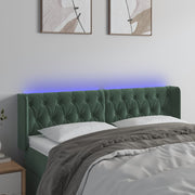 Hoofdbord 147x16x78/88 cm fluweel donkergroen LED