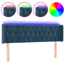 Hoofdbord Led Fluweel 147 x 16 x 78/88 cm Donkerblauw