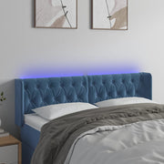 Hoofdbord 147x16x78/88 cm fluweel donkerblauw LED