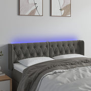 Hoofdbord 163x16x78/88 cm fluweel donkergrijs LED