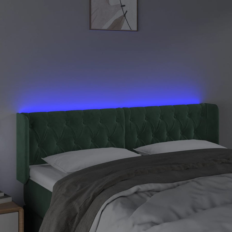 Hoofdbord Led Fluweel 1 163 x 16 x 78/88 cm Donkergroen