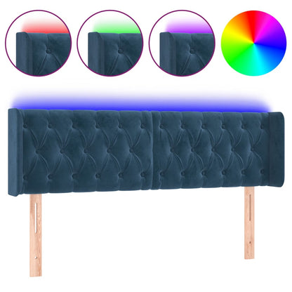 Hoofdbord Led Fluweel 163 x 16 x 78/88 cm Donkerblauw
