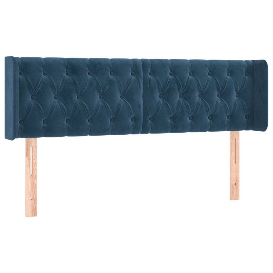 Hoofdbord Led Fluweel 163 x 16 x 78/88 cm Donkerblauw