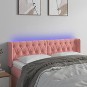 Hoofdbord 163x16x78/88 cm fluweel roze LED