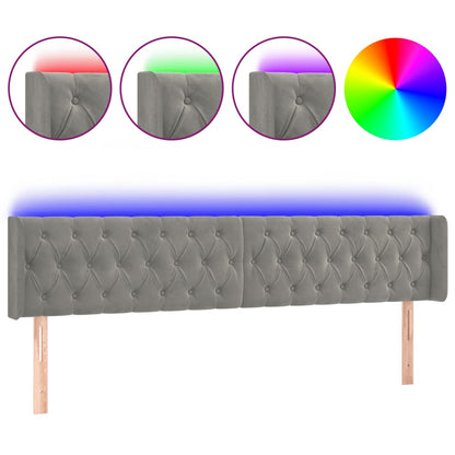 Hoofdbord Led Fluweel 183 x 16 x 78/88 cm Lichtgrijs