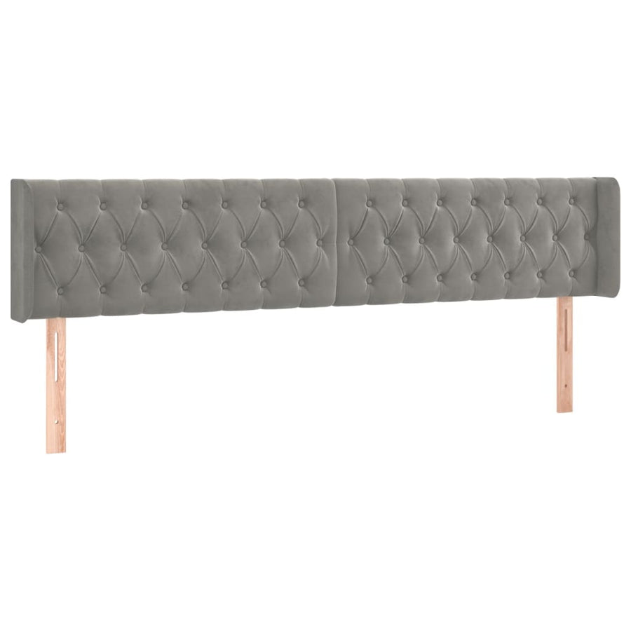 Hoofdbord Led Fluweel 183 x 16 x 78/88 cm Lichtgrijs