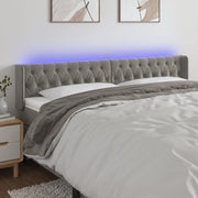 Hoofdbord 183x16x78/88 cm fluweel lichtgrijs LED