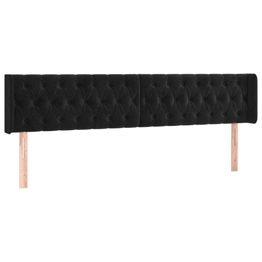 Hoofdbord Led 183X16X78/88 Cm Fluweel Zwart 183 x 16 x 78/88 cm