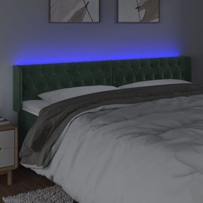 Hoofdbord Led Fluweel 1 183 x 16 x 78/88 cm Donkergroen