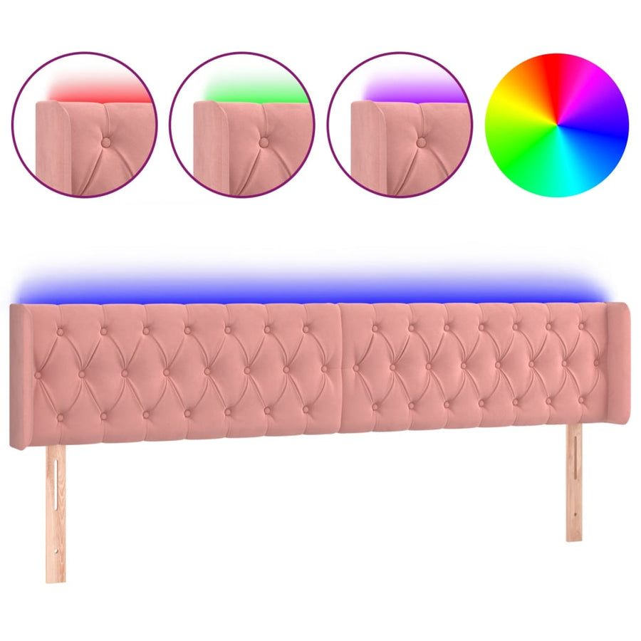 Hoofdbord Led 183X16X78/88 Cm Fluweel Roze 183 x 16 x 78/88 cm