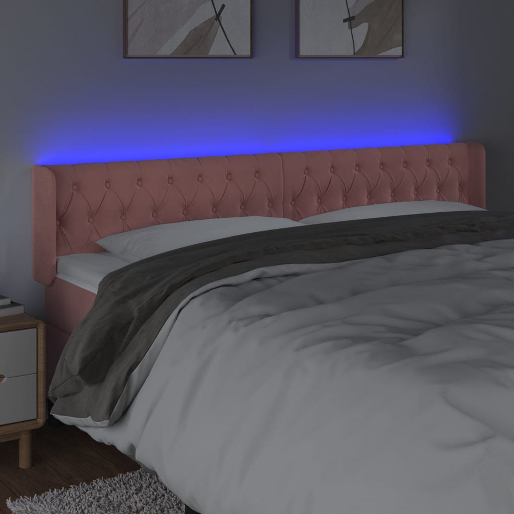Hoofdbord Led 183X16X78/88 Cm Fluweel Roze 183 x 16 x 78/88 cm