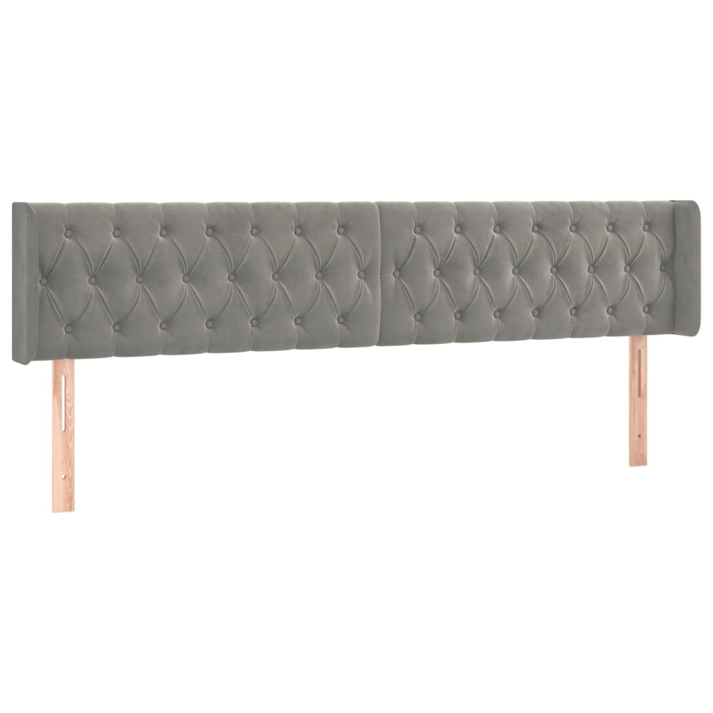 Hoofdbord Led Fluweel 203 x 16 x 78/88 cm Lichtgrijs