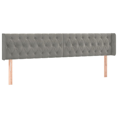 Hoofdbord Led Fluweel 203 x 16 x 78/88 cm Lichtgrijs