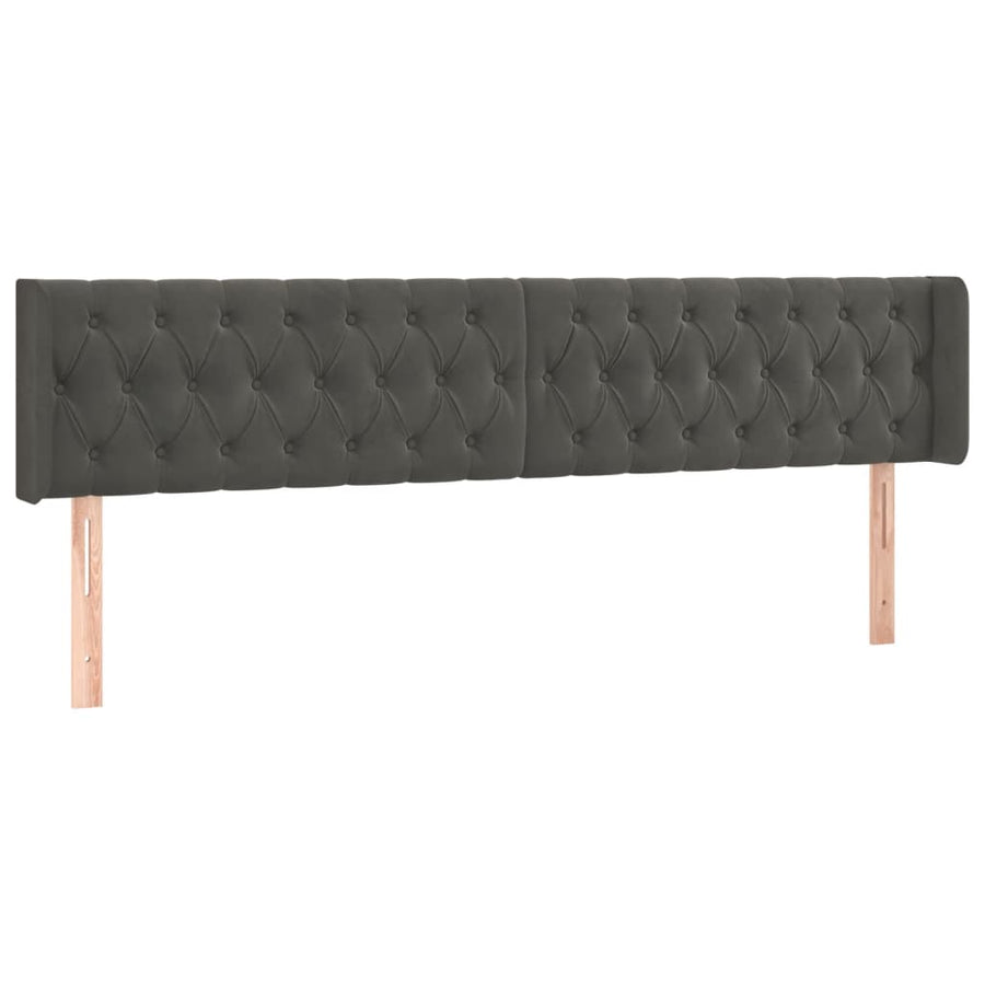 Hoofdbord Led Fluweel 203 x 16 x 78/88 cm Donkergrijs