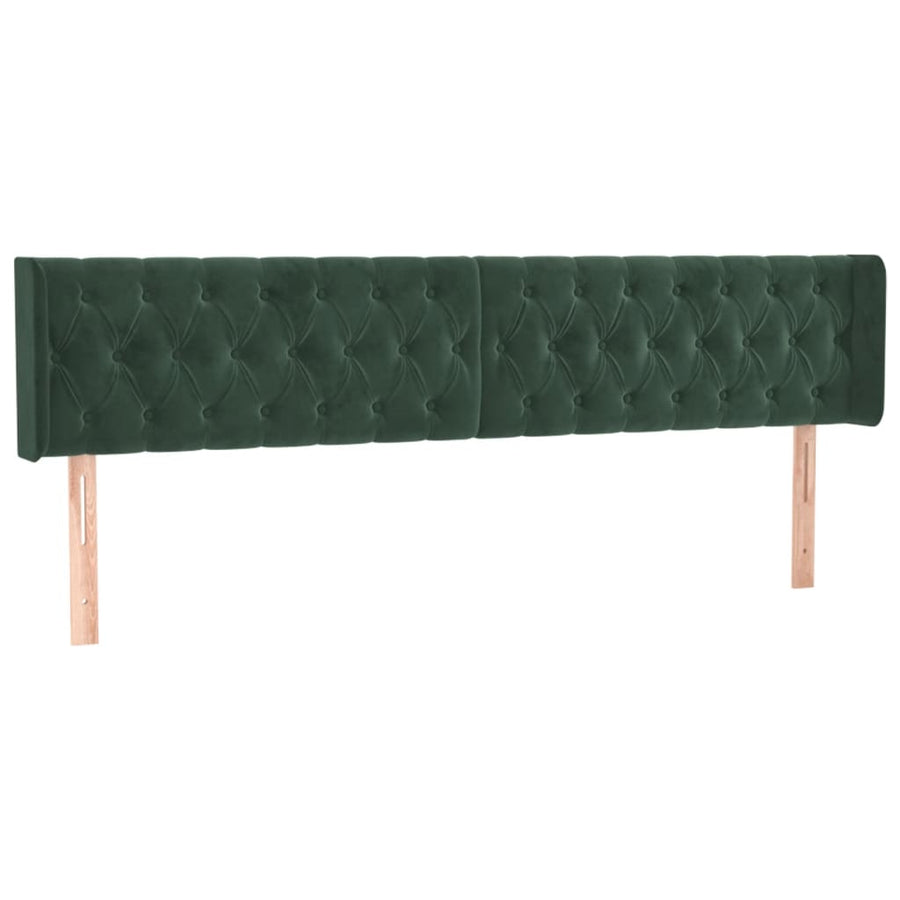 Hoofdbord Led Fluweel 203 x 16 x 78/88 cm Donkergroen