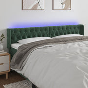 Hoofdbord LED 203x16x78/88 cm fluweel donkergroen