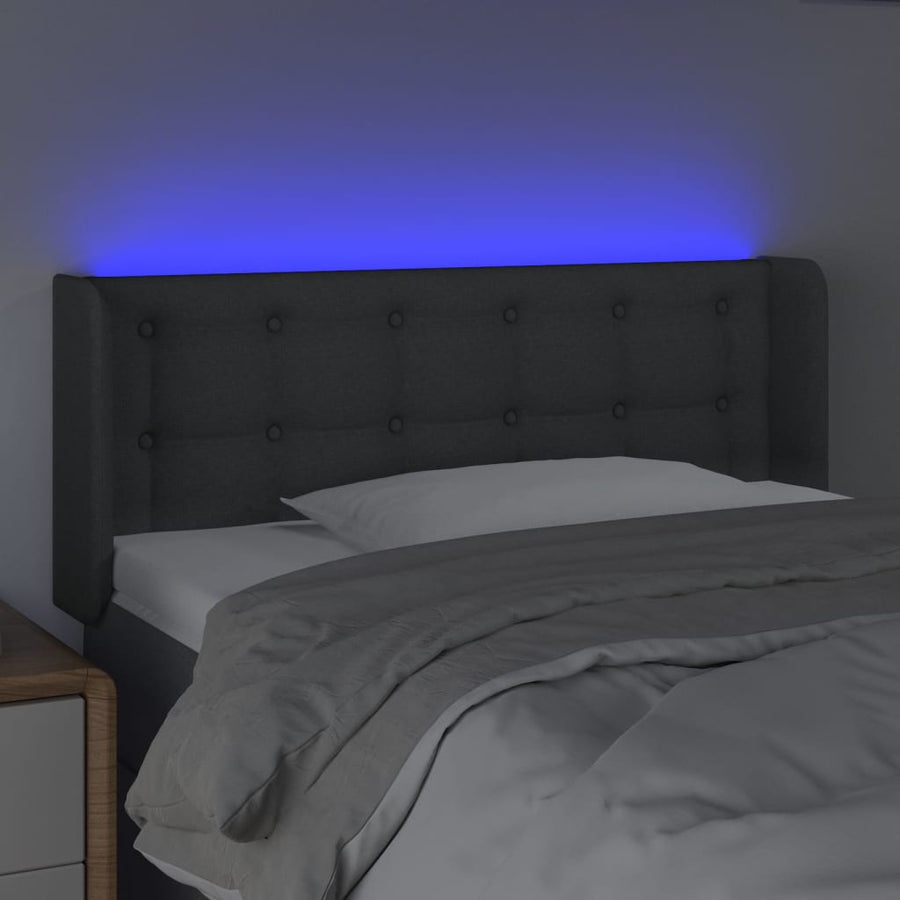 Hoofdbord LED 83x16x78/88 cm stof donkergrijs 83 x 16 x 78/88 cm Donkergrijs
