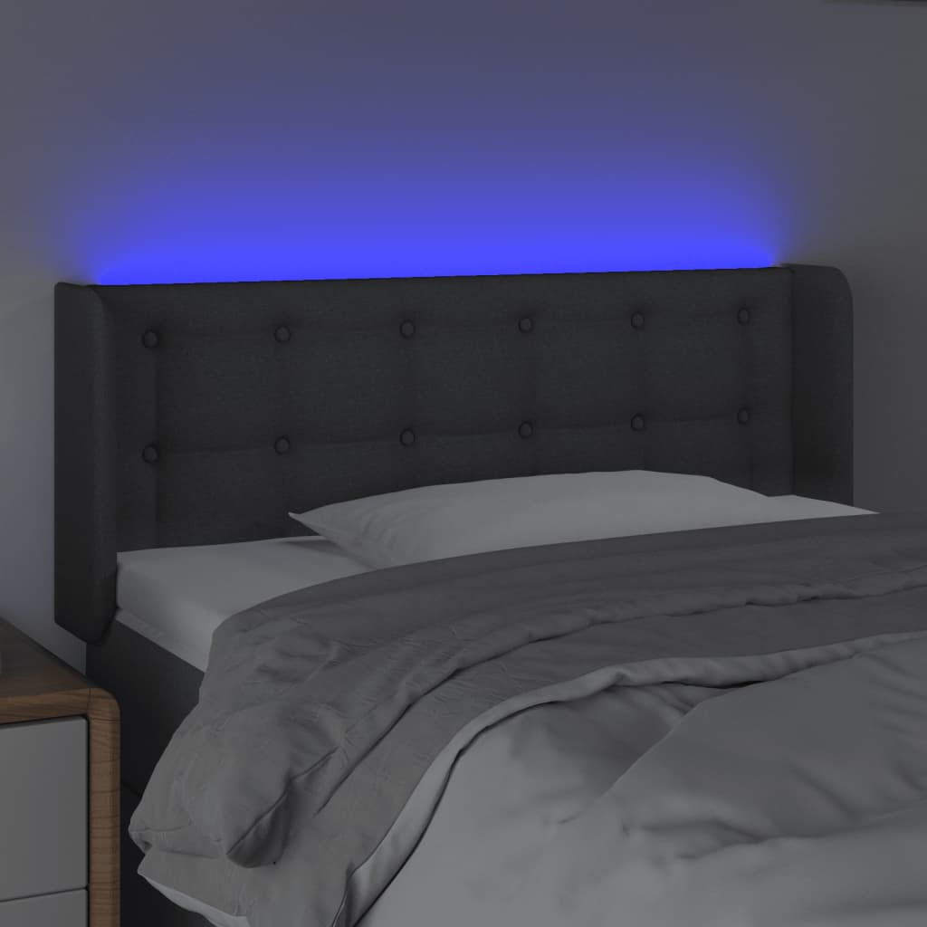 Hoofdbord LED 93x16x78/88 cm stof donkergrijs 93 x 16 x 78/88 cm Donkergrijs