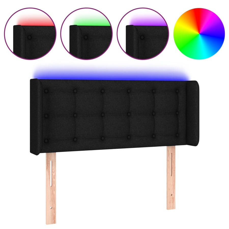 Hoofdbord Led Stof 93 x 16 x 78/88 cm Zwart