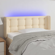 Hoofdbord 93x16x78/88 cm stof crèmekleurig met LED