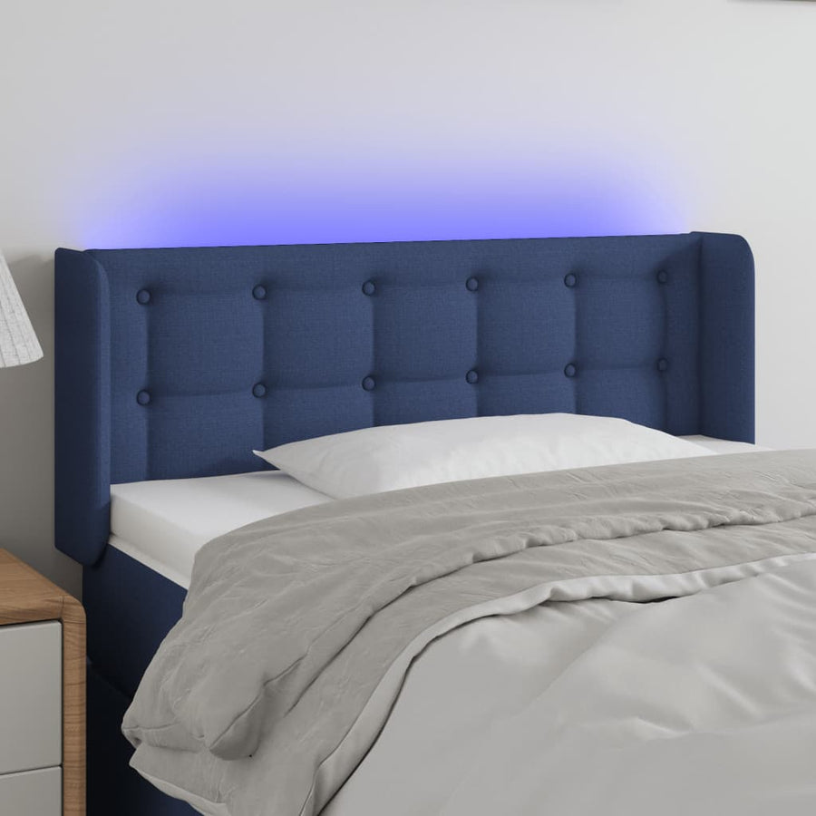 Hoofdbord LED 93x16x78/88 cm stof blauw