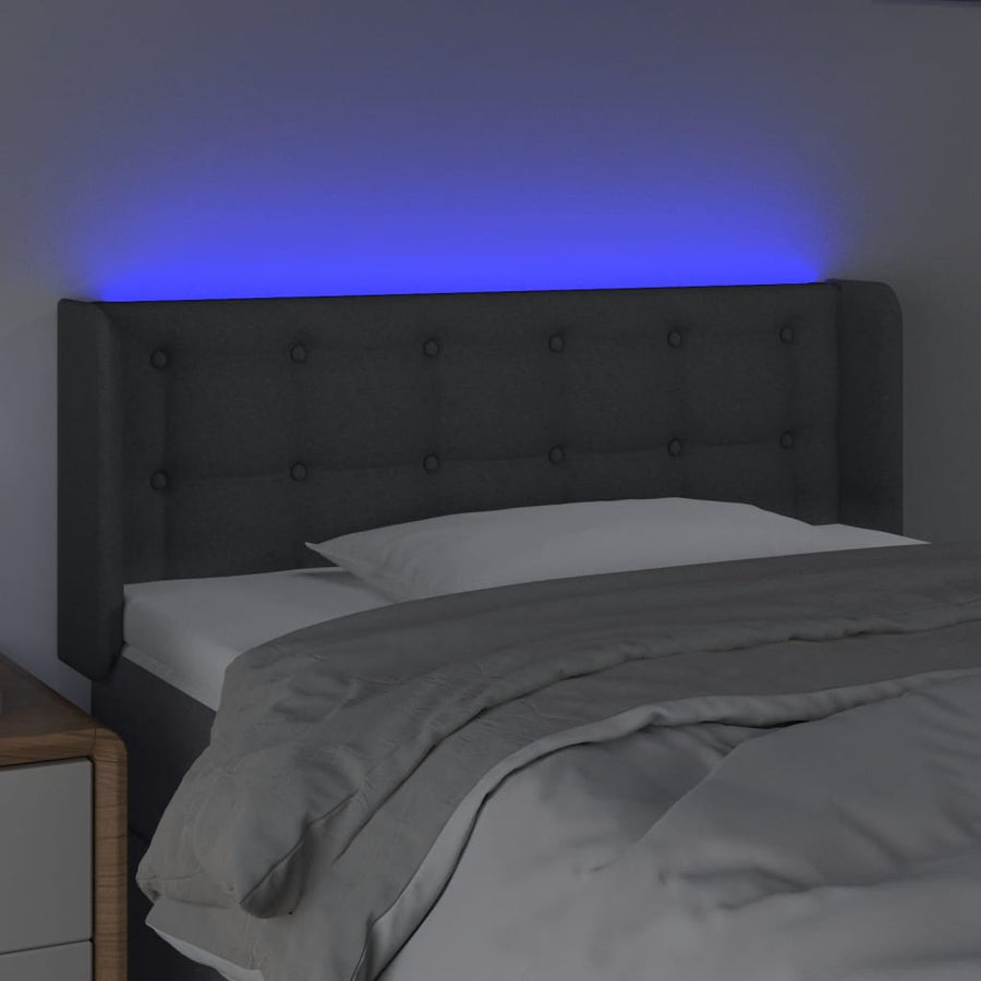 Hoofdbord LED 103x16x78/88 cm stof donkergrijs 103 x 16 x 78/88 cm Donkergrijs