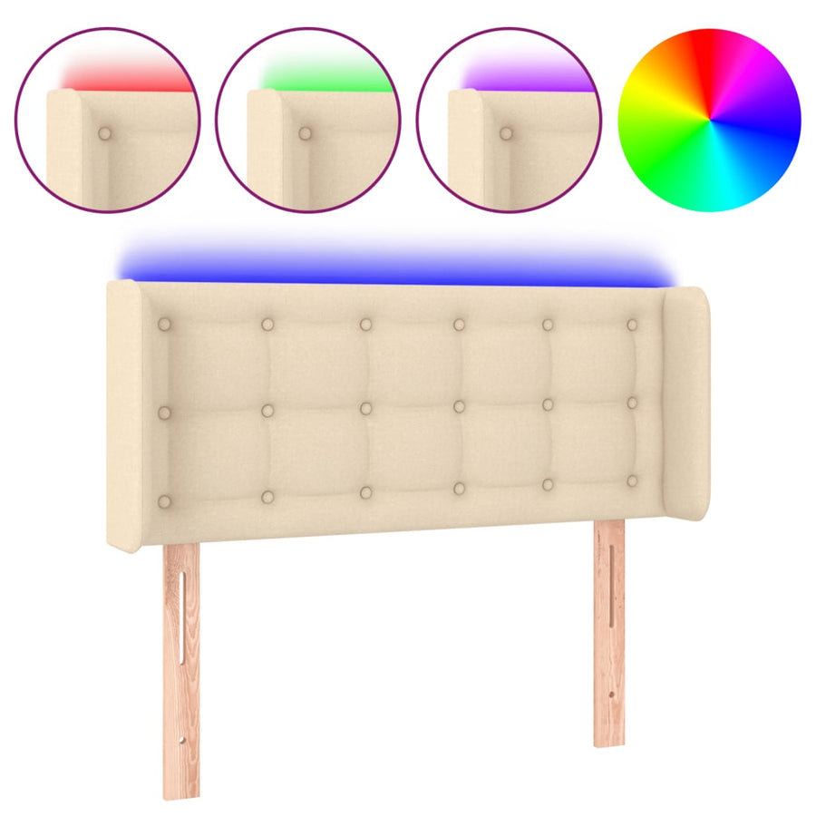 Hoofdbord LED 103x16x78/88 cm stof crèmekleurig 103 x 16 x 78/88 cm Crème