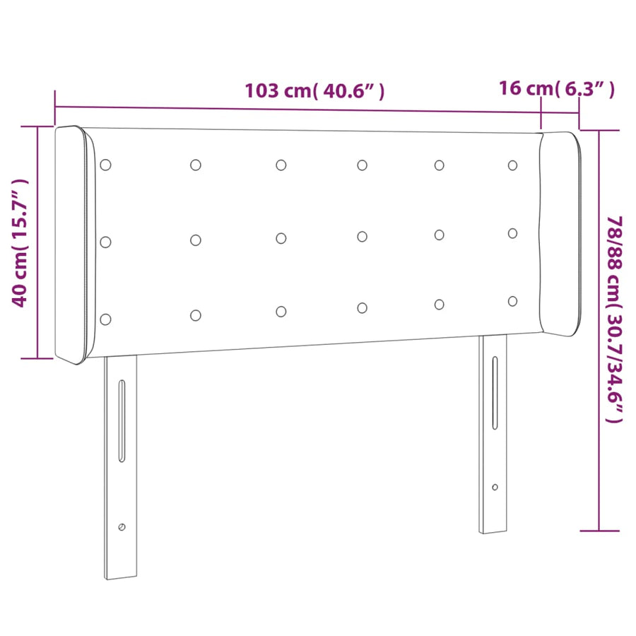 Hoofdbord Led Stof 103 x 16 x 78/88 cm Blauw