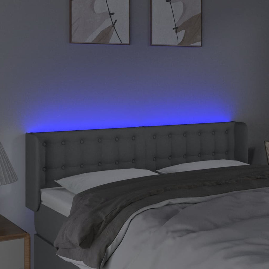 Hoofdbord Led Stof 147 x 16 x 78/88 cm Lichtgrijs