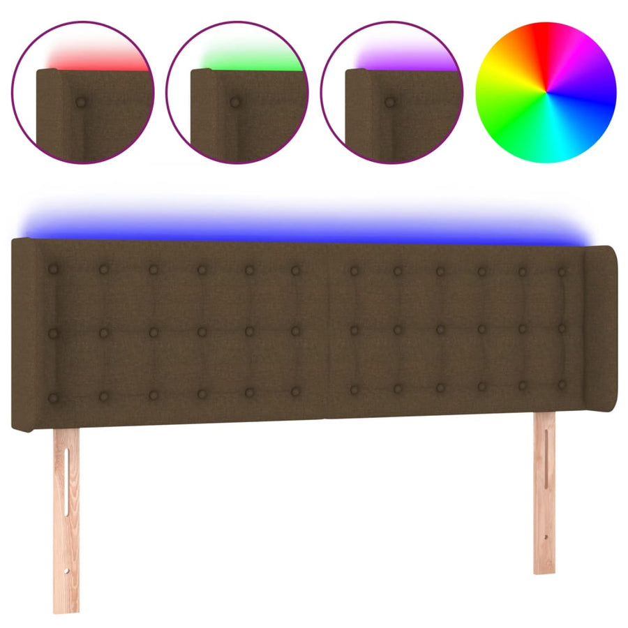Hoofdbord Led Stof 147 x 16 x 78/88 cm Donkerbruin