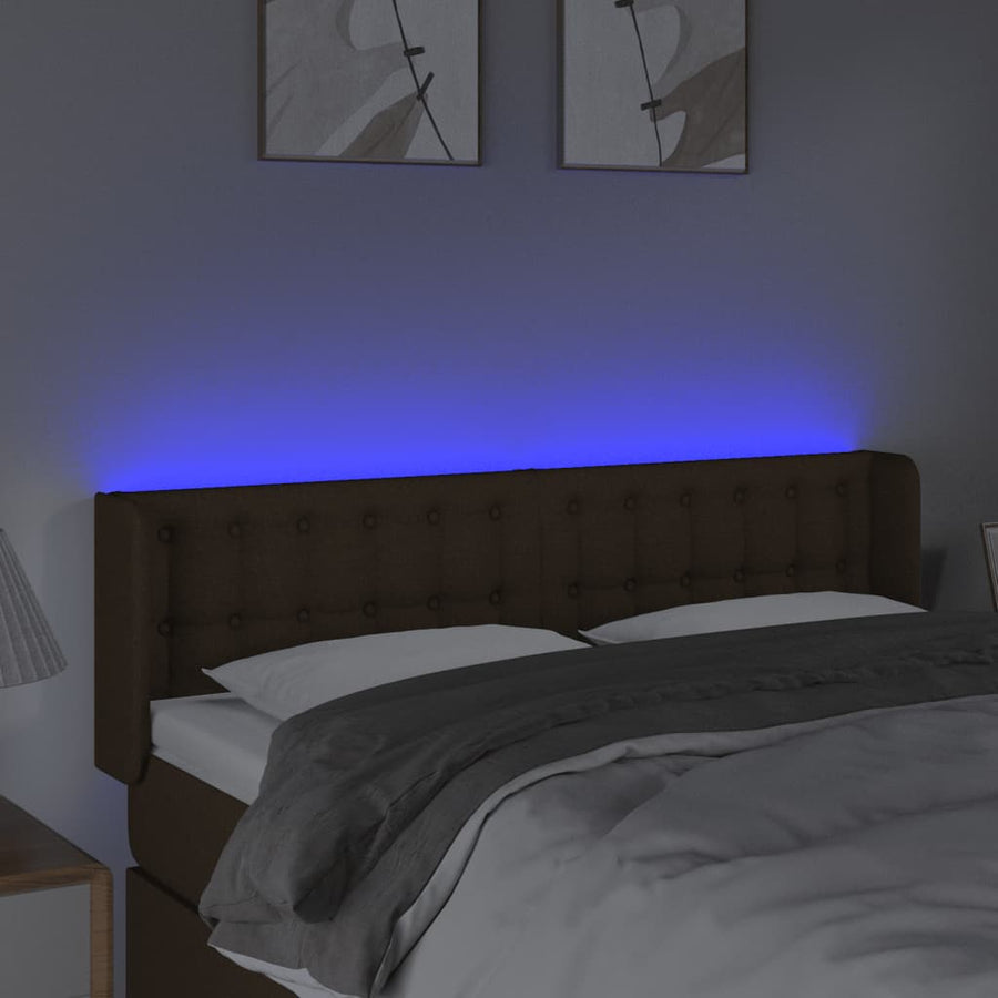 Hoofdbord Led Stof 147 x 16 x 78/88 cm Donkerbruin